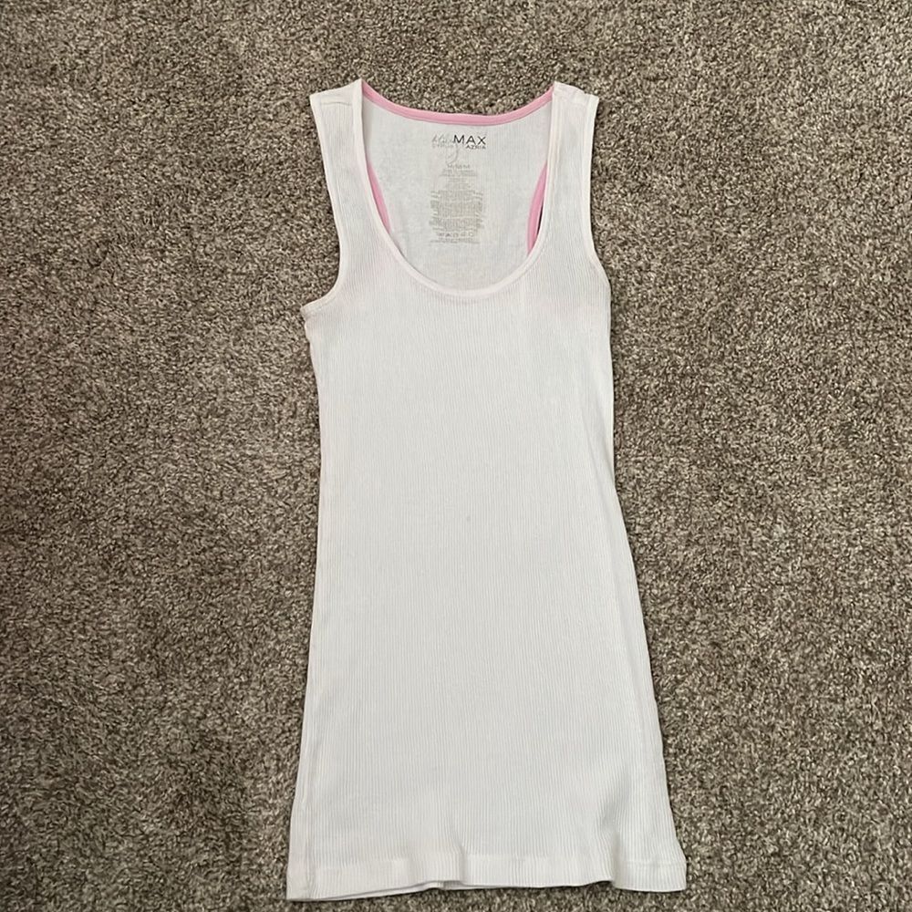 BCBGMaxAzria White Tank Top with Pink Trim